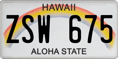 HI license plate ZSW675