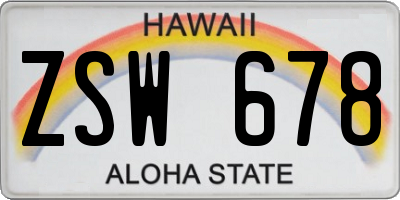HI license plate ZSW678