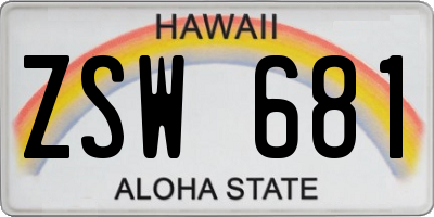 HI license plate ZSW681