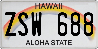 HI license plate ZSW688