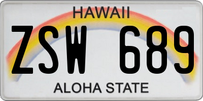 HI license plate ZSW689