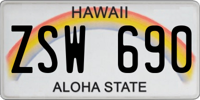 HI license plate ZSW690