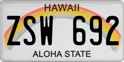 HI license plate ZSW692
