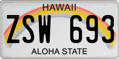 HI license plate ZSW693
