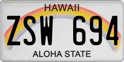 HI license plate ZSW694