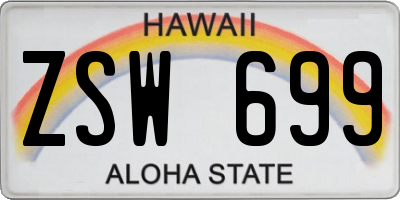 HI license plate ZSW699