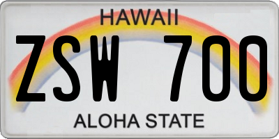 HI license plate ZSW700