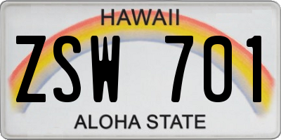 HI license plate ZSW701