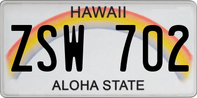 HI license plate ZSW702