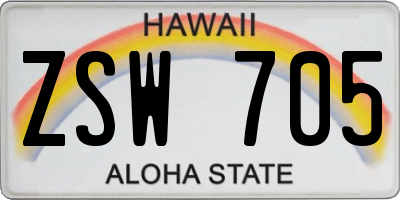HI license plate ZSW705