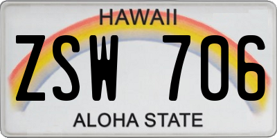 HI license plate ZSW706