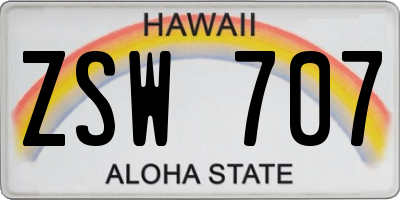HI license plate ZSW707