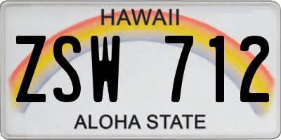 HI license plate ZSW712