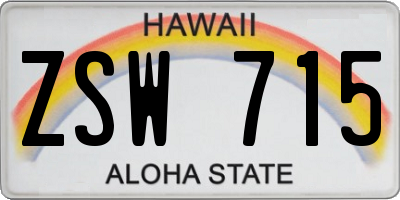 HI license plate ZSW715
