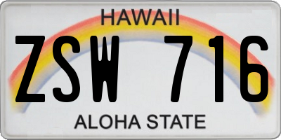 HI license plate ZSW716