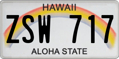 HI license plate ZSW717
