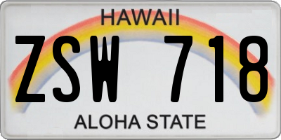 HI license plate ZSW718