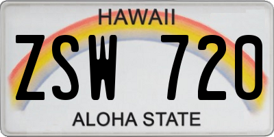 HI license plate ZSW720