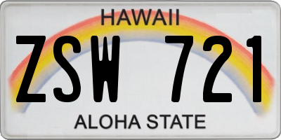HI license plate ZSW721
