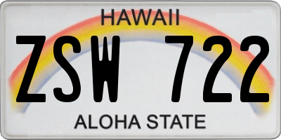 HI license plate ZSW722