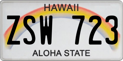 HI license plate ZSW723
