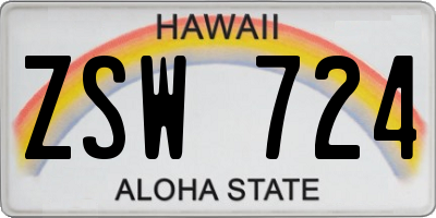 HI license plate ZSW724