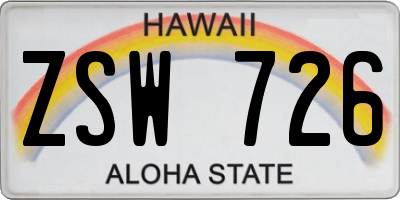HI license plate ZSW726