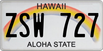 HI license plate ZSW727