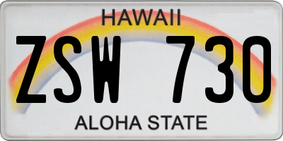 HI license plate ZSW730