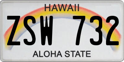 HI license plate ZSW732