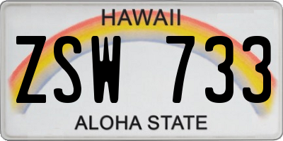 HI license plate ZSW733
