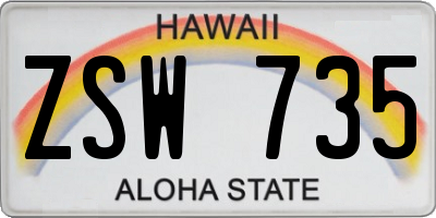 HI license plate ZSW735