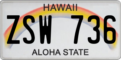 HI license plate ZSW736