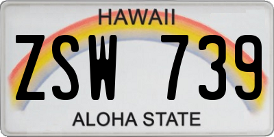 HI license plate ZSW739