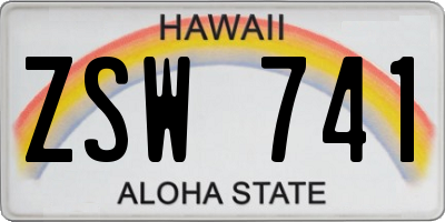 HI license plate ZSW741