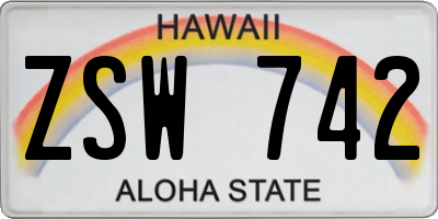HI license plate ZSW742