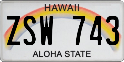 HI license plate ZSW743