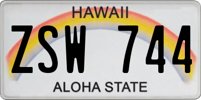 HI license plate ZSW744