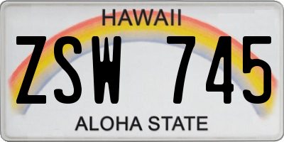 HI license plate ZSW745