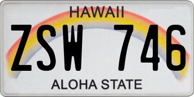HI license plate ZSW746