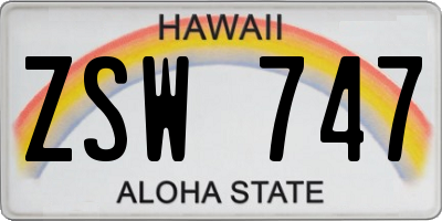 HI license plate ZSW747
