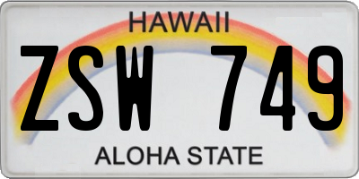 HI license plate ZSW749