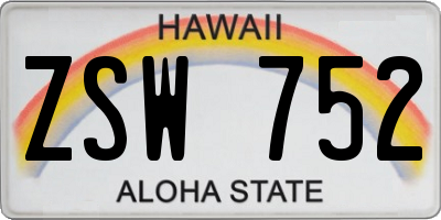 HI license plate ZSW752