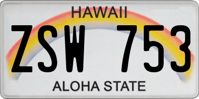HI license plate ZSW753