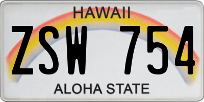 HI license plate ZSW754