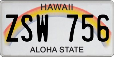 HI license plate ZSW756