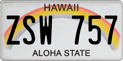 HI license plate ZSW757