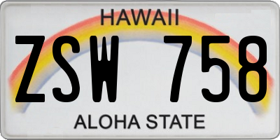 HI license plate ZSW758