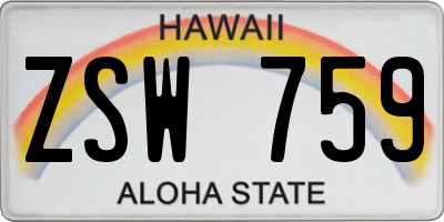 HI license plate ZSW759