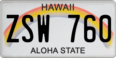 HI license plate ZSW760